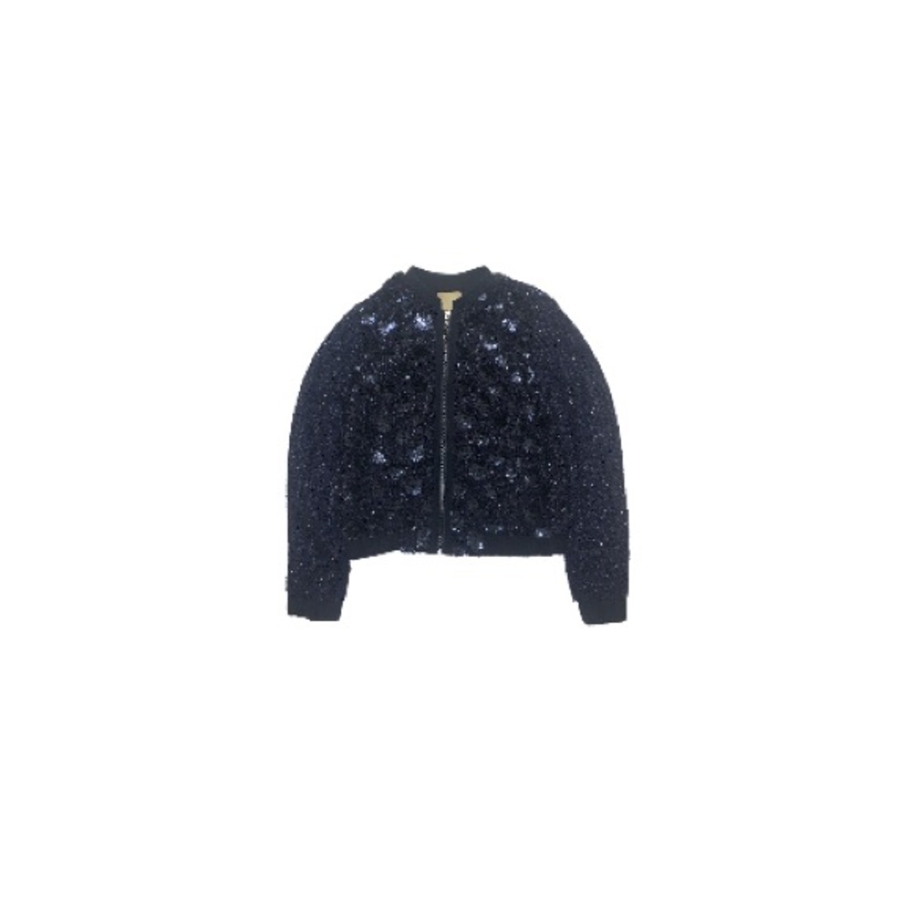 Anthropologie Elevenses Blue Sequinned Zip Up Jacket - Women’s Size XS